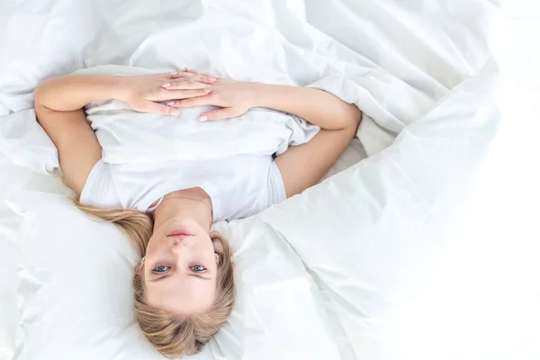 sick girl having a rest in the bed