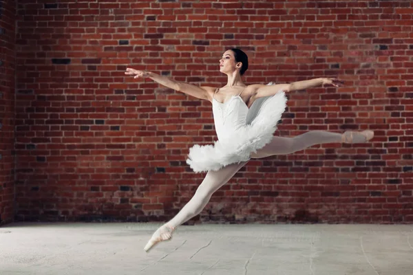 Bailarina atraente fazendo um salto — Fotografia de Stock