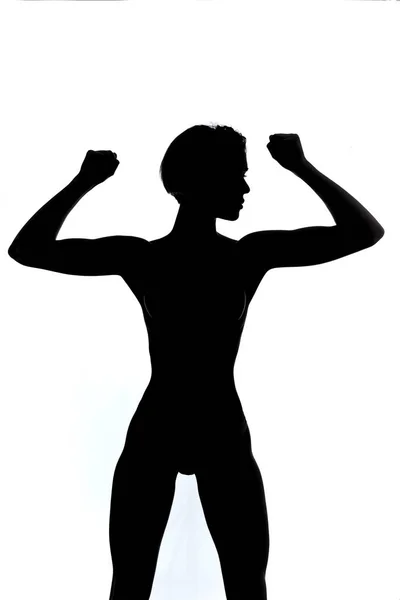 Fisiculturista muscular forte mostrando seus músculos, bíceps — Fotografia de Stock