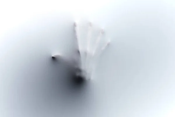 Ombre d'une main de femme derrière le verre blanc givré représentant dangereux — Photo