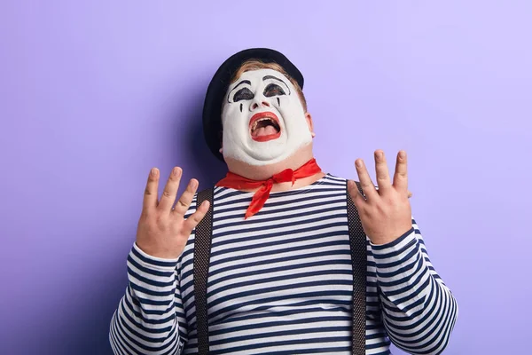 oh. my God. unhappy depressed mime crying, asking help from God