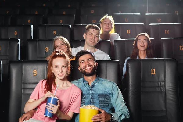 Young people watching movies at the cinema festival — Stock Photo, Image