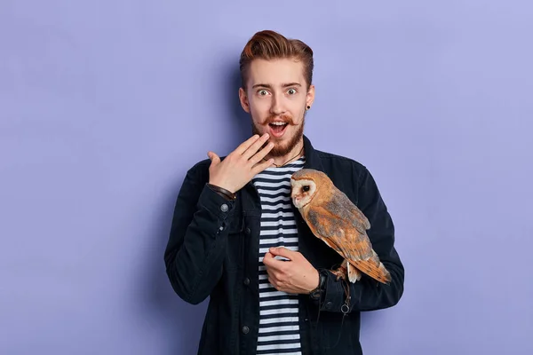 Excited happy young man expresses happiness positive emotion and feeling — Stock Photo, Image