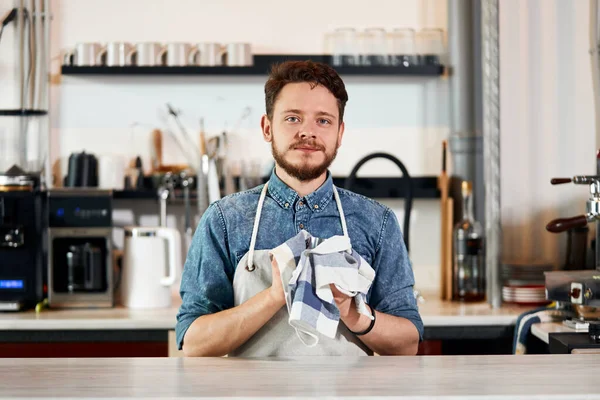Handsome male barista working at counter — Stock Photo, Image