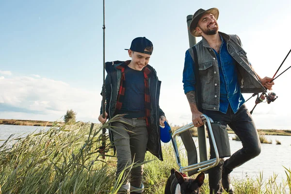 First fishing trip of father and son — Stock Photo, Image