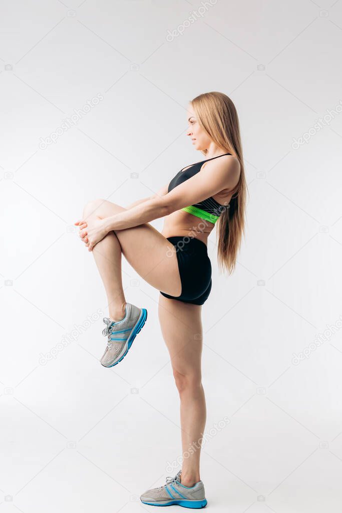 slim active girl is preparing for jogging