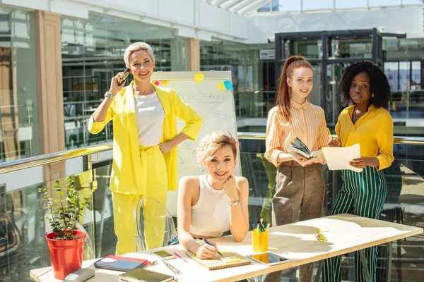 female employees making business. corporation concept