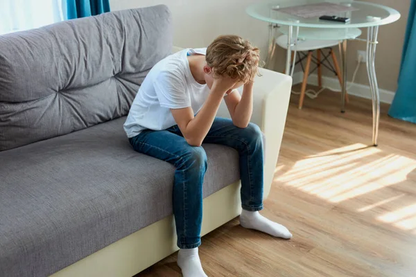 Teenage boy suffer from cyberbullying — Stock Photo, Image