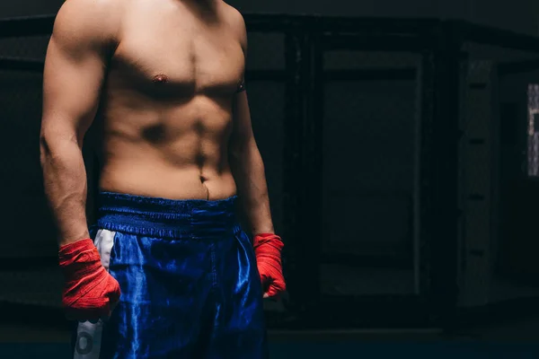 Primer plano del atleta masculino con abdominales, hombros, bíceps y pecho perfectos —  Fotos de Stock
