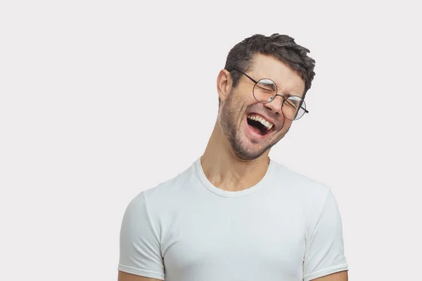 An emotional man with hysterical laugh. — Stock Photo, Image