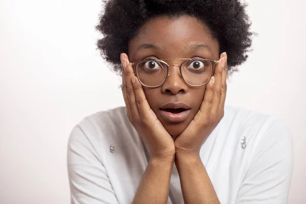 Close up portrait of an emotional girl worried about something — Stok Foto