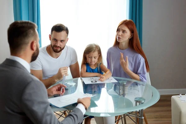professional psychologist support young married family with daughter
