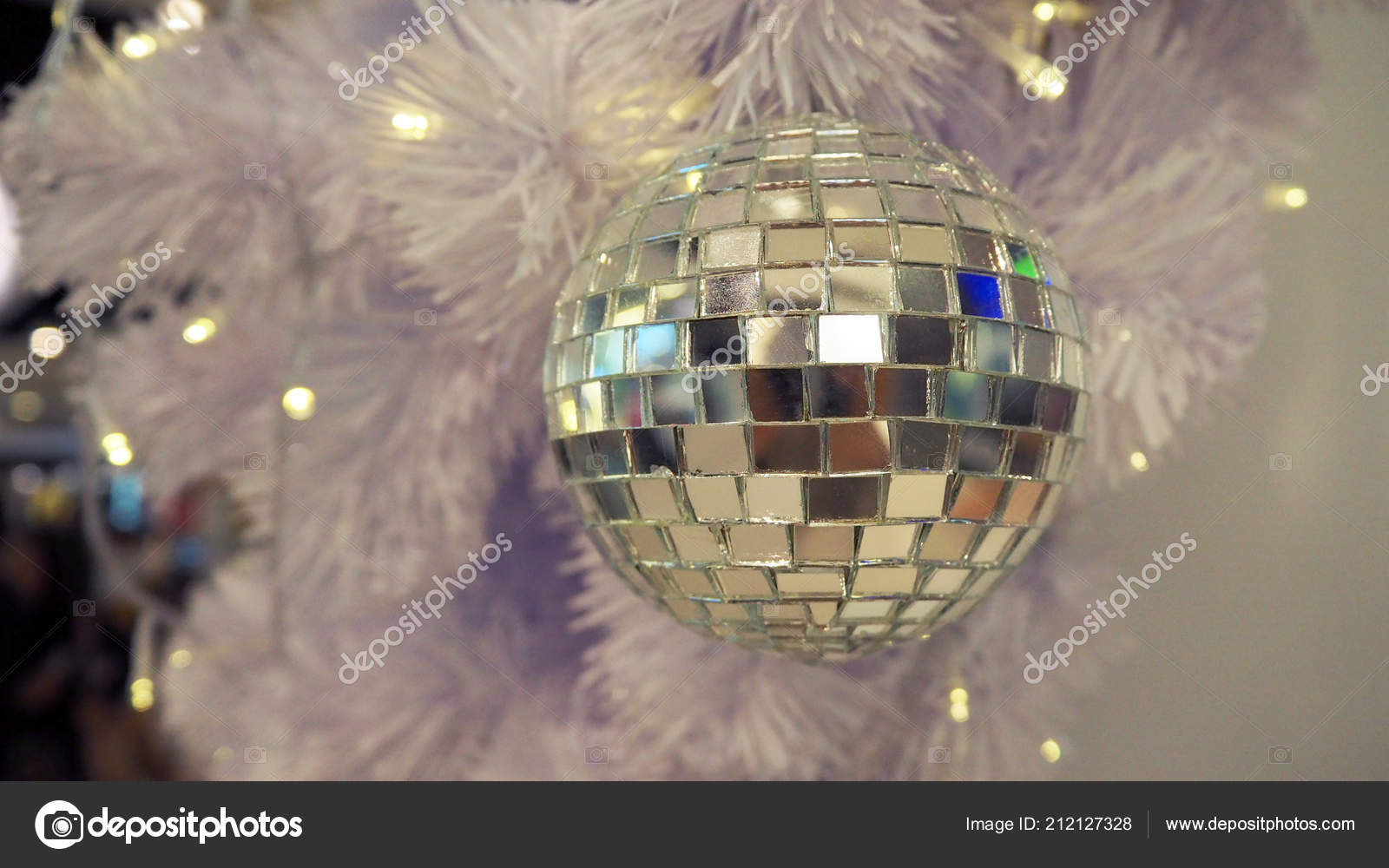 Mirrored Disco Ball Christmas Decorations White Background Stock