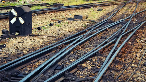 Railway or railroad tracks for train transportation.