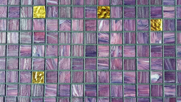 陶瓷玻璃彩瓦镶嵌构图紫色图案背景 马赛克瓷砖 — 图库照片