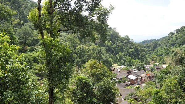 Small village in the valley. Mountain viewpoint at mae kampong village, chiang mai province, thailand.