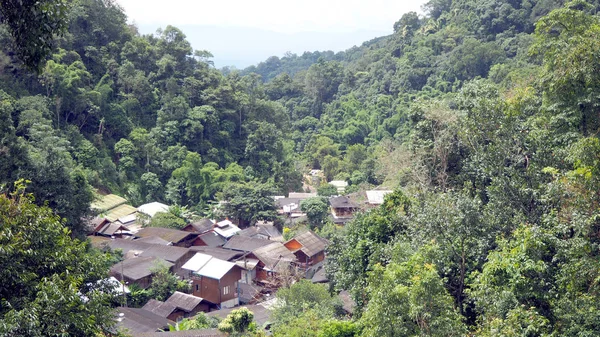 Small village in the valley. Mountain viewpoint at mae kampong village, chiang mai province, thailand.