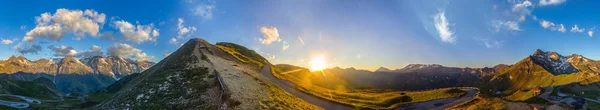 Panoramik Gündoğumu Edelweissspitze Kadar Yüksek Tauern Dağ Yol — Stok fotoğraf