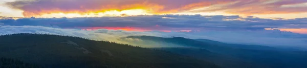 Vista Tranquila Montaña Steinfleckberg Las Nubes Mañana Desde Cumbre Lusen — Foto de Stock
