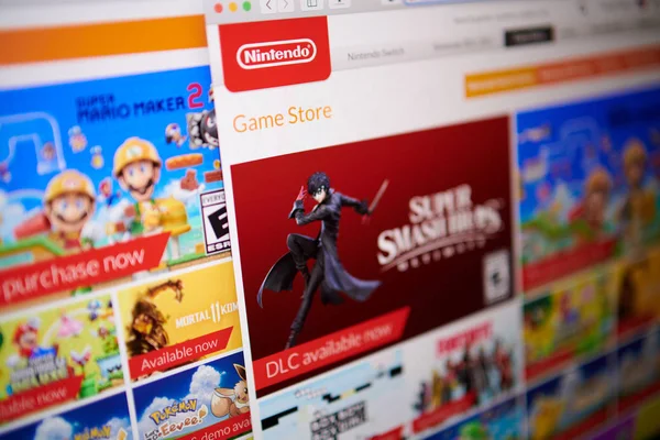 Closeup on online Nintendo game store — Stock Photo, Image