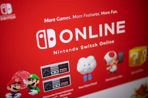 Zbliżenie na Nintendo Switch usługi online — Zdjęcie stockowe