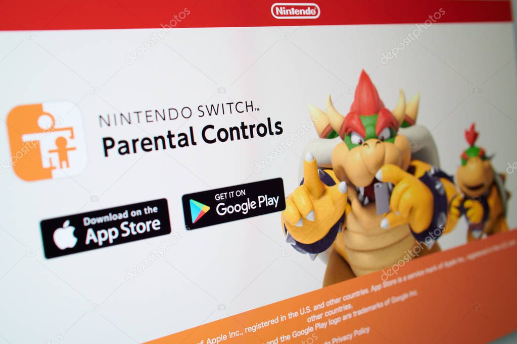 Closeup on Nintendo Switch parental controls apps photographed from the site screen.