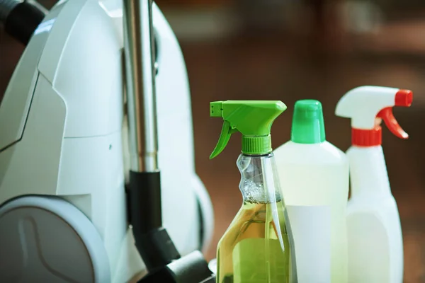 vacuum cleaner and cleaning bottles.