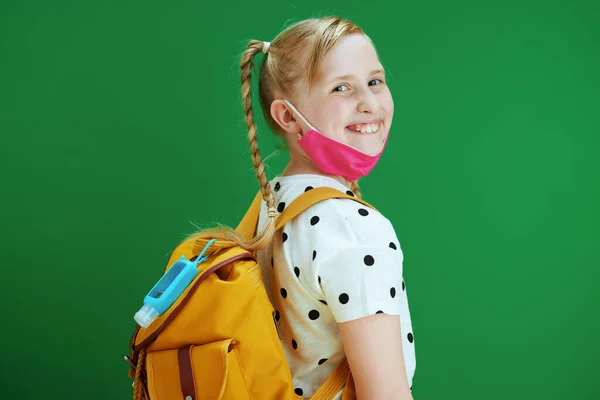 Vie Durant Une Pandémie Coronavirus Portrait Fille Moderne Souriante Chemisier — Photo