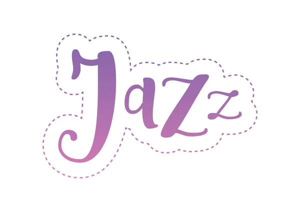 Lettering Jazz Pink Purple Gradient Dashed Outline White Background Decoration — Vector de stock