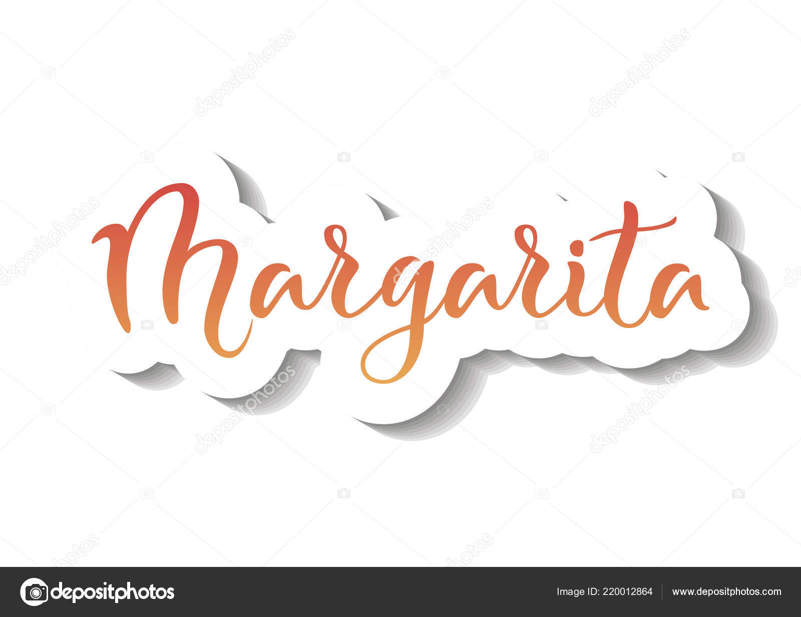 Modern Calligraphy Lettering Margarita Red Orange Gradient White