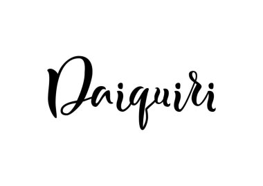 Daiquiri modern hat yazı siyah beyaz arka plan için menü, kokteyl menüsü, reklam, kafe, Restoran, ambalaj, el ilanı olarak izole