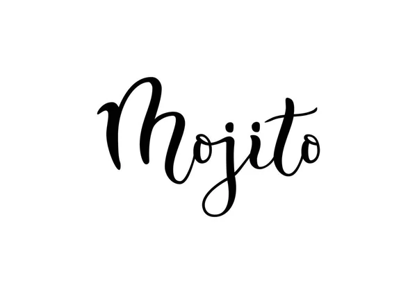 Letras Caligrafía Moderna Mojito Negro Aislado Sobre Fondo Blanco Para — Vector de stock