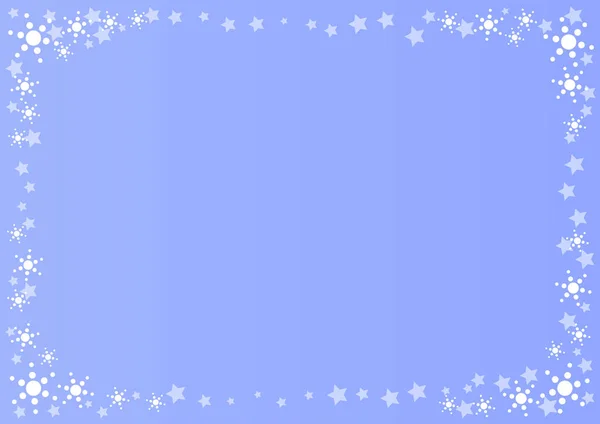 Διακοσμητικό Πλαίσιο Από Αστέρια Και Χιονονιφάδες Λευκό Μπλε Φόντο Για — Διανυσματικό Αρχείο