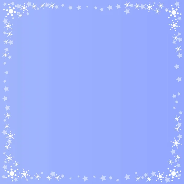Διακοσμητικό Τετράγωνο Πλαίσιο Της Αστέρια Και Χιονονιφάδες Λευκό Μπλε Φόντο — Διανυσματικό Αρχείο