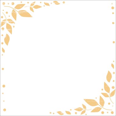 Dekorasyon, scrapbooking kağıt, kitap veya defter, düğün, davet, tebrik kartı, metin levha için turuncu yaprak ve noktalar dekoratif kenarları beyaz arka plan