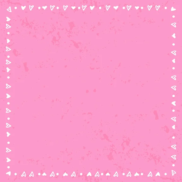 Cornice Decorativa Quadrata Cuori Punti Bianco Sfondo Rosa Gradiente Strutturato — Vettoriale Stock