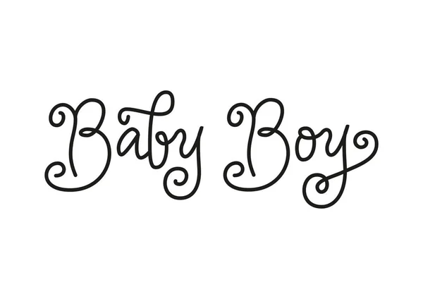 Lettrage Calligraphique Moderne Baby Boy Noir Dans Style Monoline Isolé — Image vectorielle