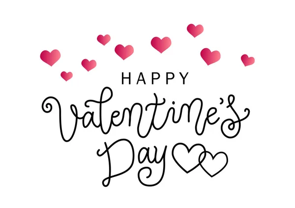 Moderne Kalligrafie Belettering Van Happy Valentines Dag Zwart Een Witte — Stockvector