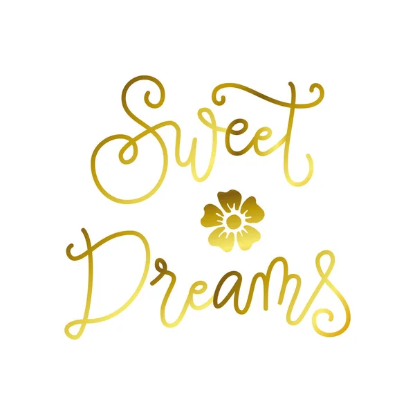 Letras Caligrafía Moderna Dulces Sueños Dorado Aislado Sobre Fondo Blanco — Vector de stock