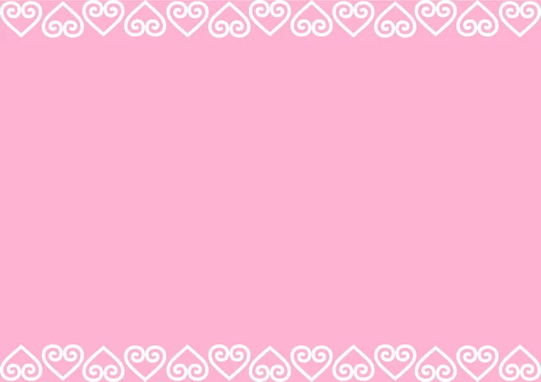 Декоративний Орнамент Бордюр Сердець Білому Кольорі Рожевому Тлі Прикраси Плакат — стоковий вектор