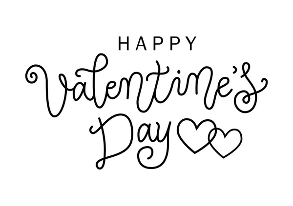 Moderne Kalligrafie Belettering Van Happy Valentines Dag Zwarte Geïsoleerd Witte — Stockvector