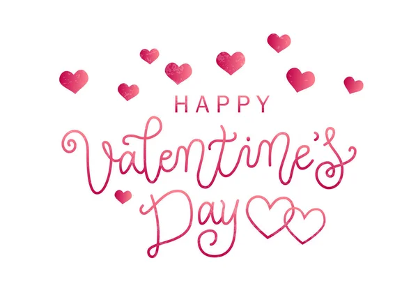 Moderne Kalligrafie Belettering Van Happy Valentines Dag Roze Verloop Witte — Stockvector