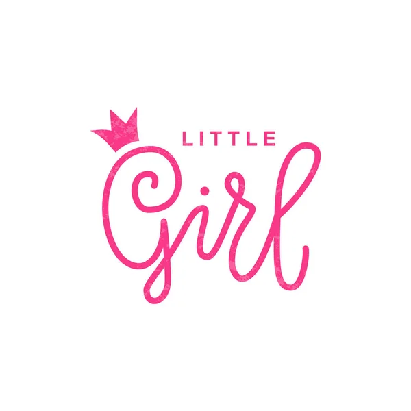 Caligrafia Moderna Lettering Little Girl Pink Decorado Com Coroa Isolada — Vetor de Stock