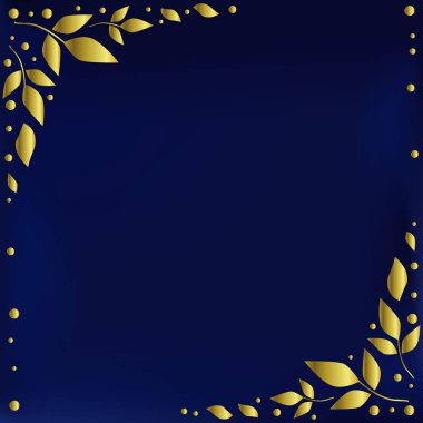 Mavi arka plan dekorasyon, tatil, scrapbooking kağıt, düğün, davet, tebrik kartı, metin, hediye etiketi, kuyumcu altın yaprakları ve noktalar ile dekoratif kenarları mavi kadife olarak stilize
