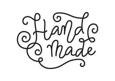 Reklam, satış paketleme, mono çizgi stili siyah swirls dekorasyon, resim, logo, afiş, poster, beyaz arka plan üzerinde izole ile yapılan el Vintage hat yazı