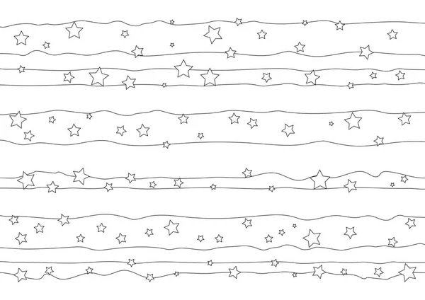 Fondo Blanco Negro Decorativo Con Líneas Onduladas Blancas Estrellas Para — Archivo Imágenes Vectoriales