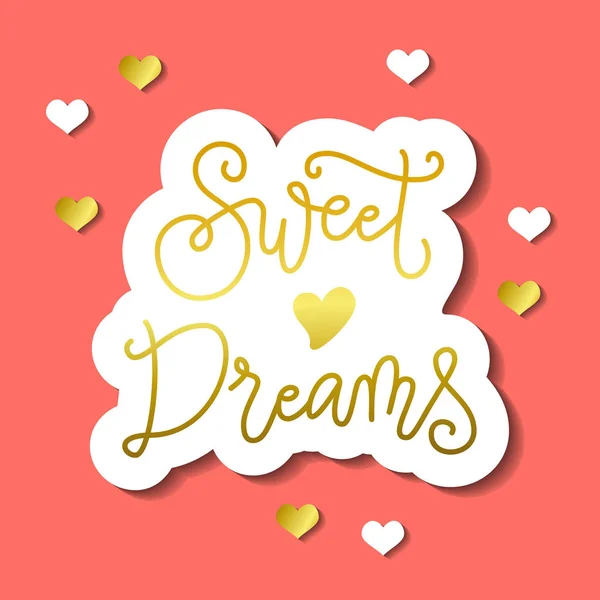 Moderna Línea Mono Caligrafía Letras Dulces Sueños Dorado Estilo Corte — Vector de stock