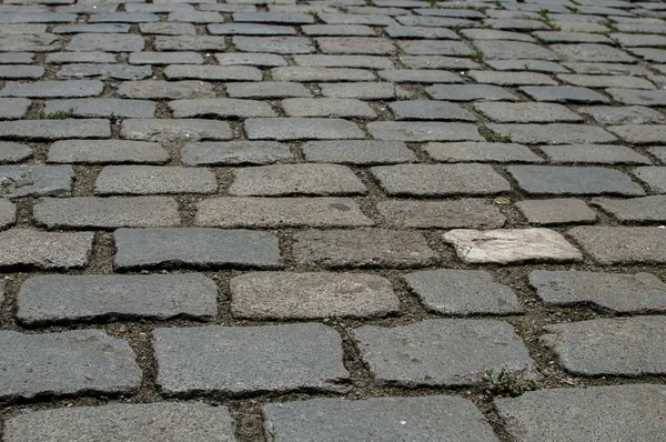 Paved Old Street Gray Surface Closeup Urban Background — Stock Photo, Image