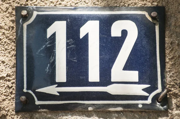 Weathered Grunge Square Metal Enameled Plate Number Street Address Number — Stock Photo, Image