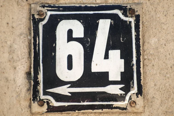 Weathered Grunge Square Metal Enameled Plate Number Street Address Number — Stock Photo, Image